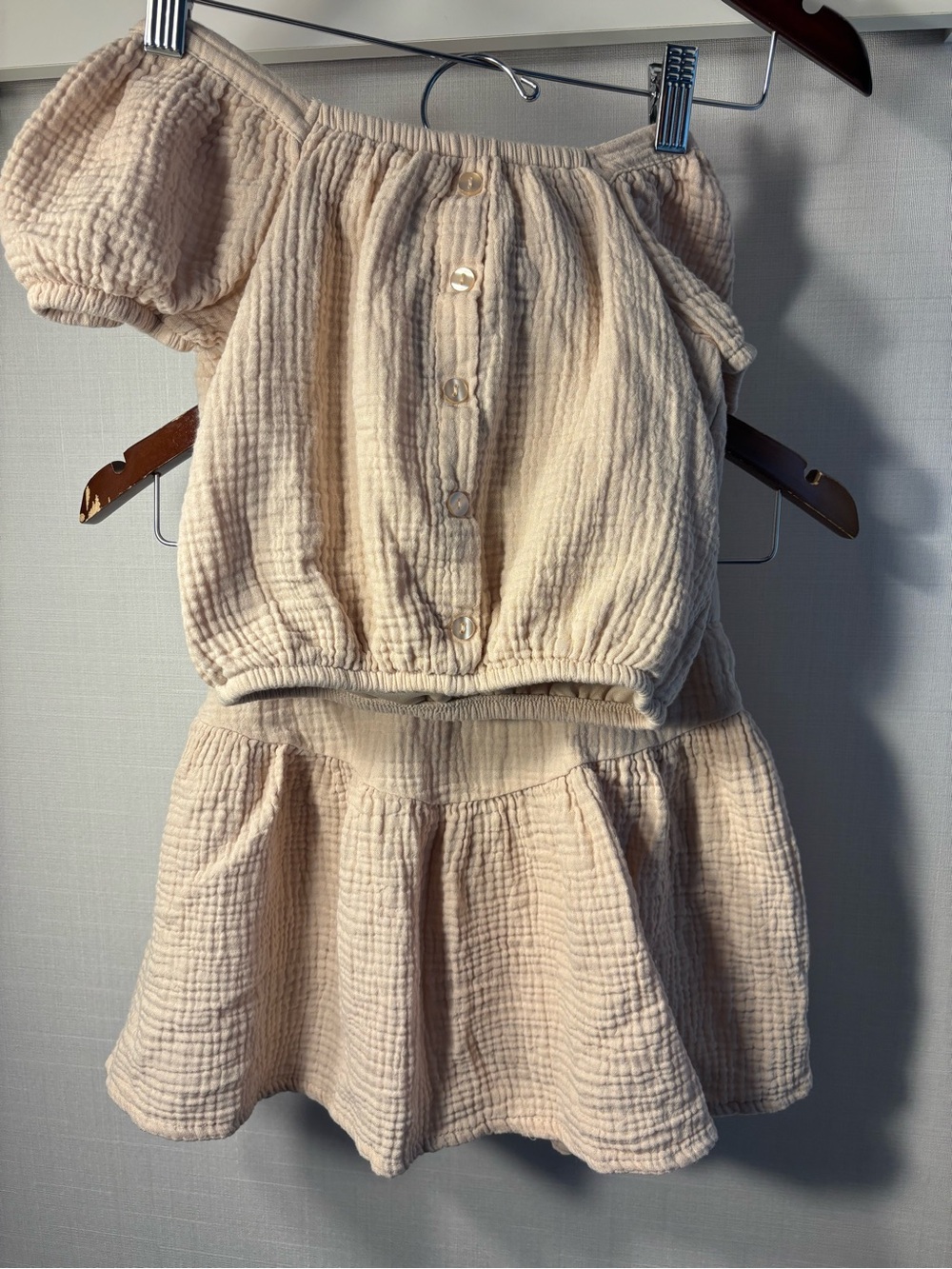 Paisley Lane Size 10 Cream Cotton Gauze Matching Set Top & Skirt